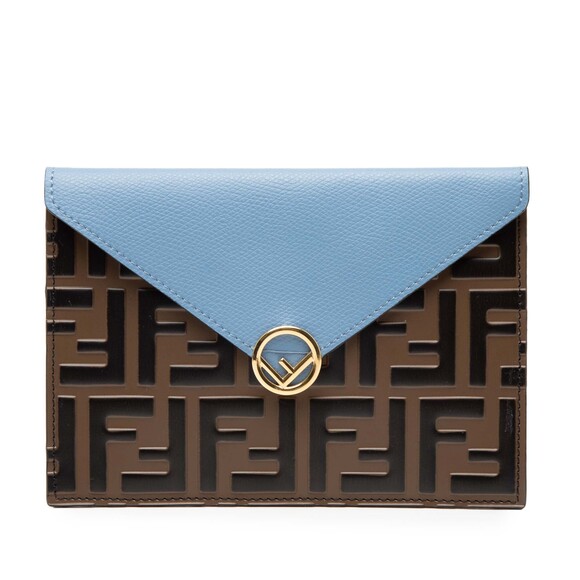 Fendi Handbags - Pre-Loved Fendi Zucca Embossed Leather Envelope Clutch